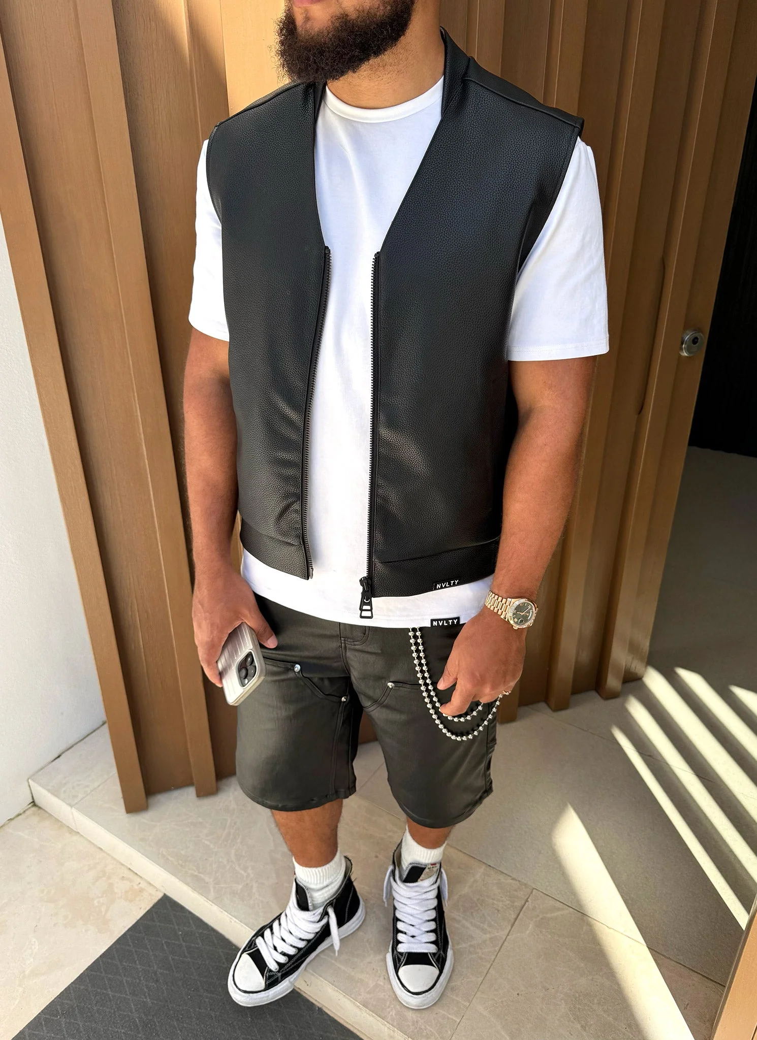 Leather Vest - Black - Image 11