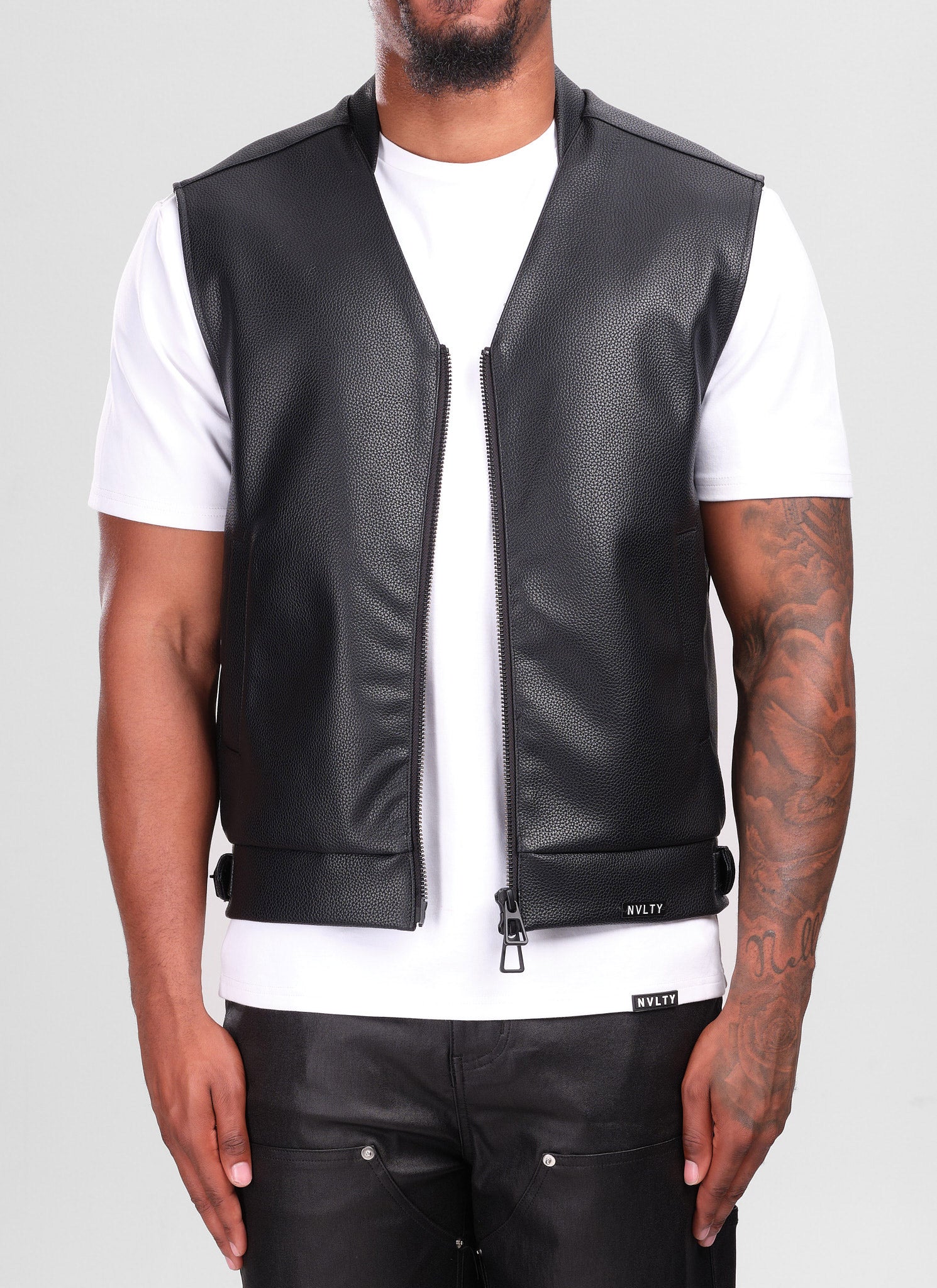 Leather Vest - Black - Image 4