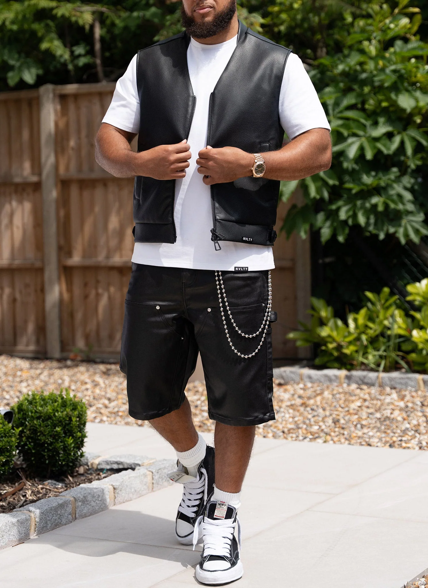 Leather Vest - Black - Image 5