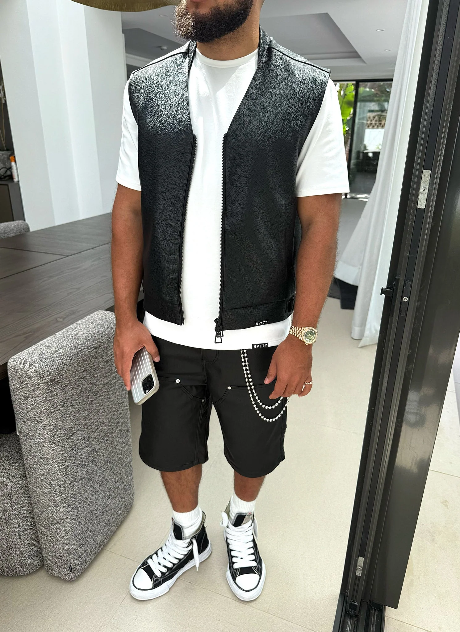 Leather Vest - Black - Image 7