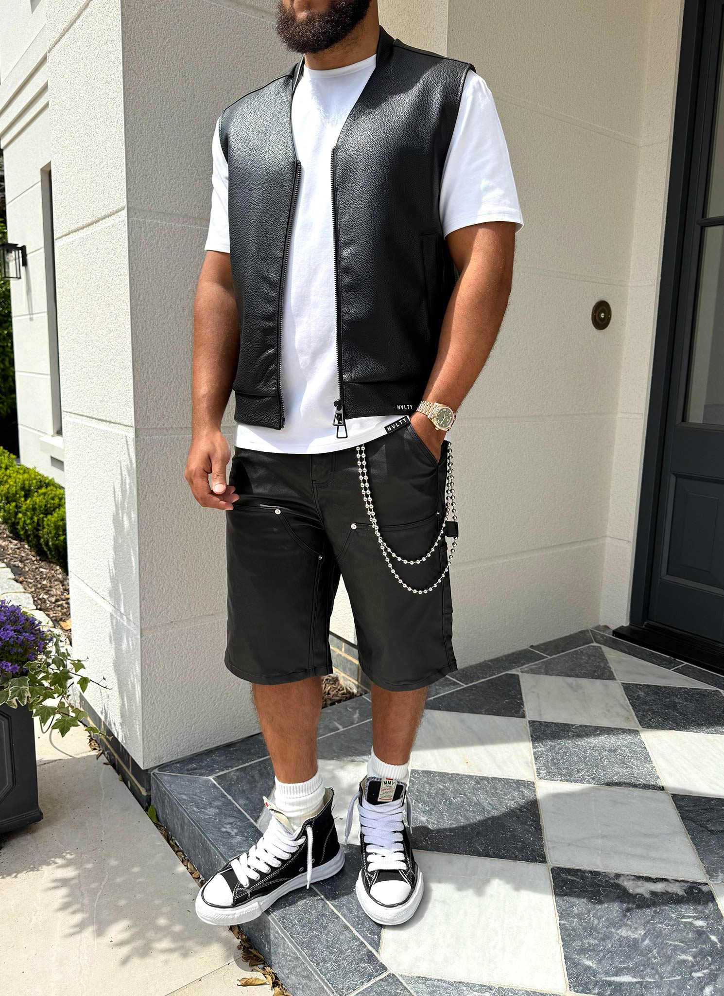 Leather Vest - Black - Image 9