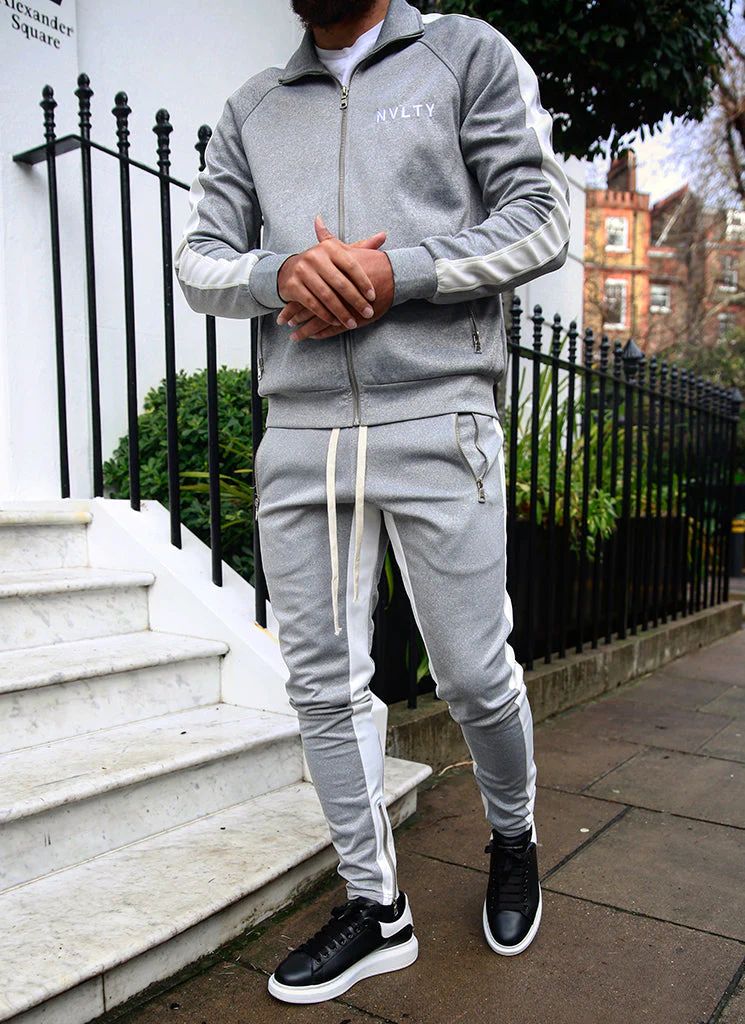 Panelled Track Jacket - Grey/White - Image 5