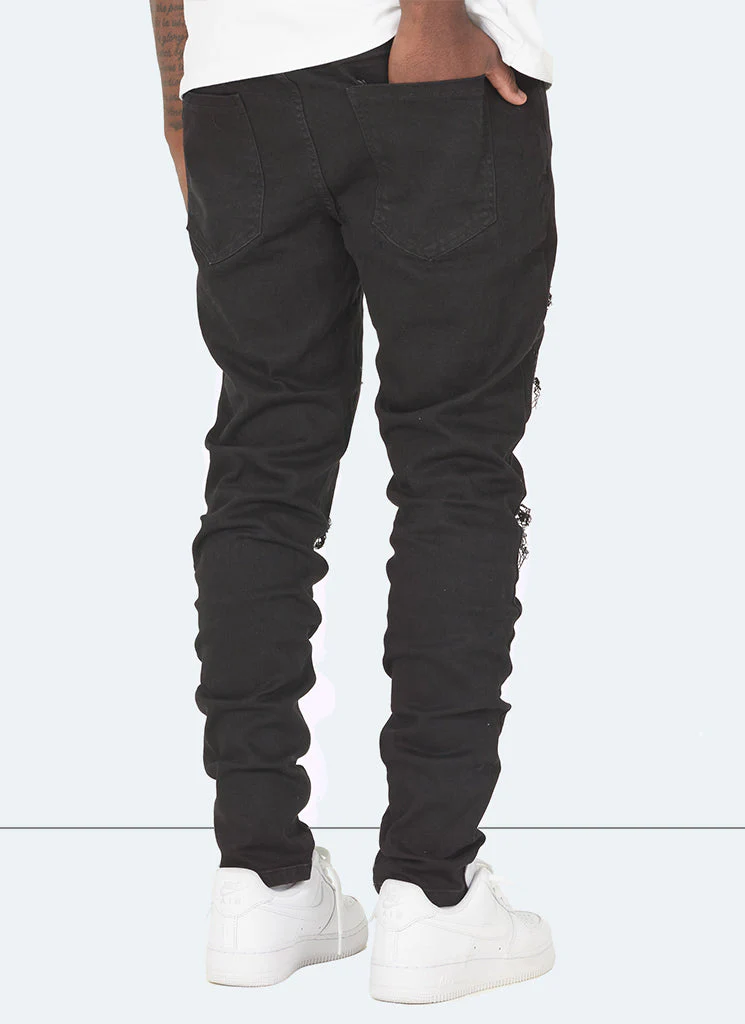 Ripped & Repaired Jeans - Black - Image 8