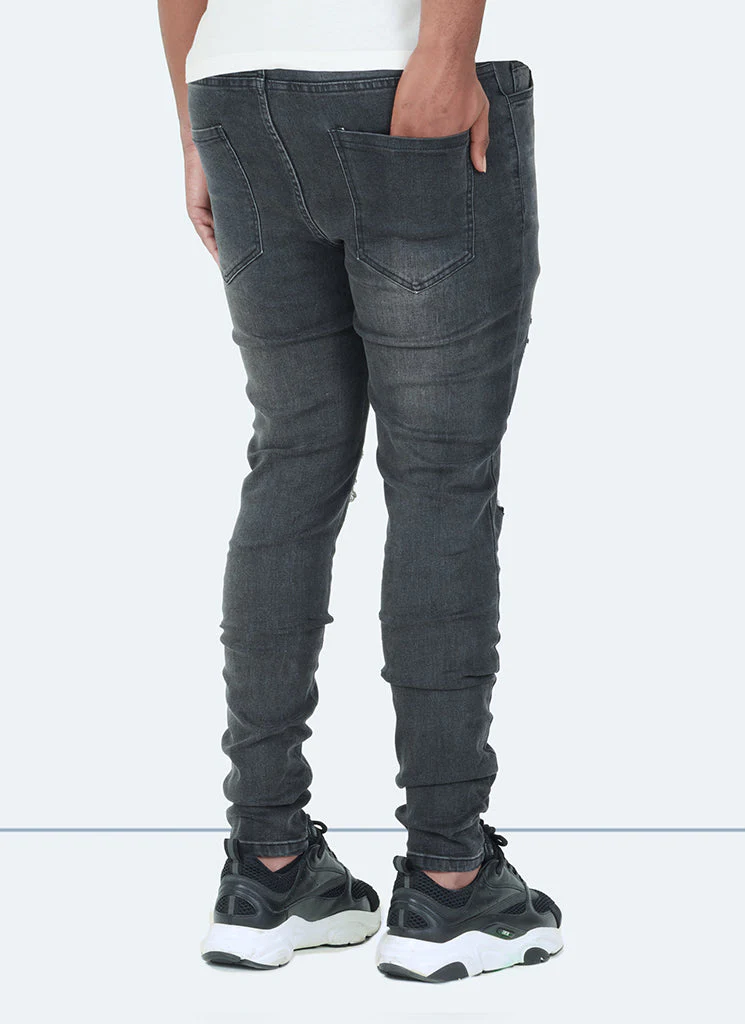 Ripped & Repaired Jeans - Grey - Image 4