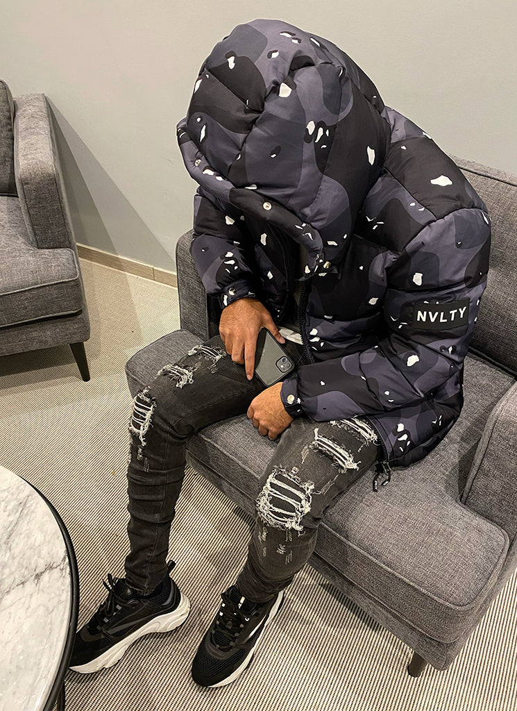 Ripped & Repaired Jeans - Grey - Image 5