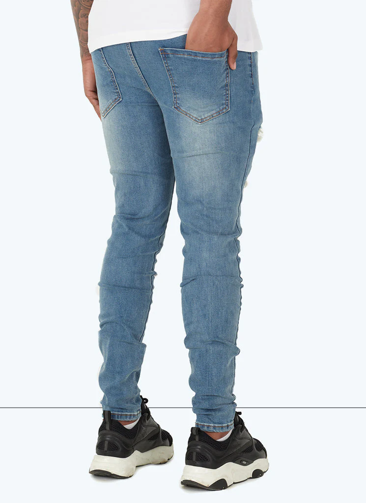 Ripped & Repaired Jeans - Light Blue - Image 4
