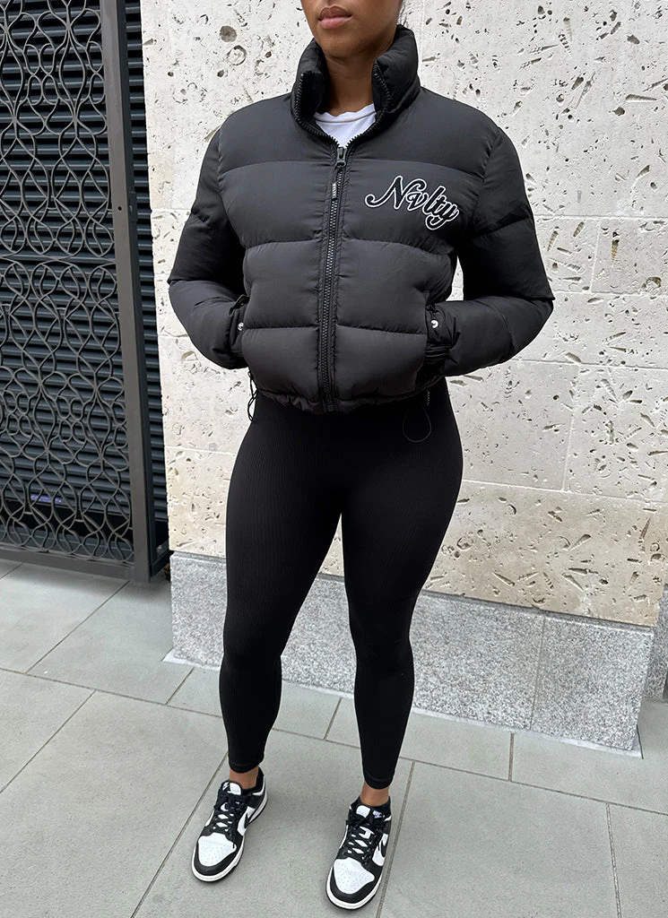 Signature Puffer Jacket - Black - Image 3