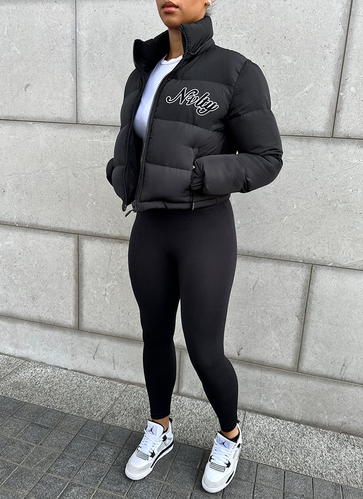 Signature Puffer Jacket - Black - Image 8