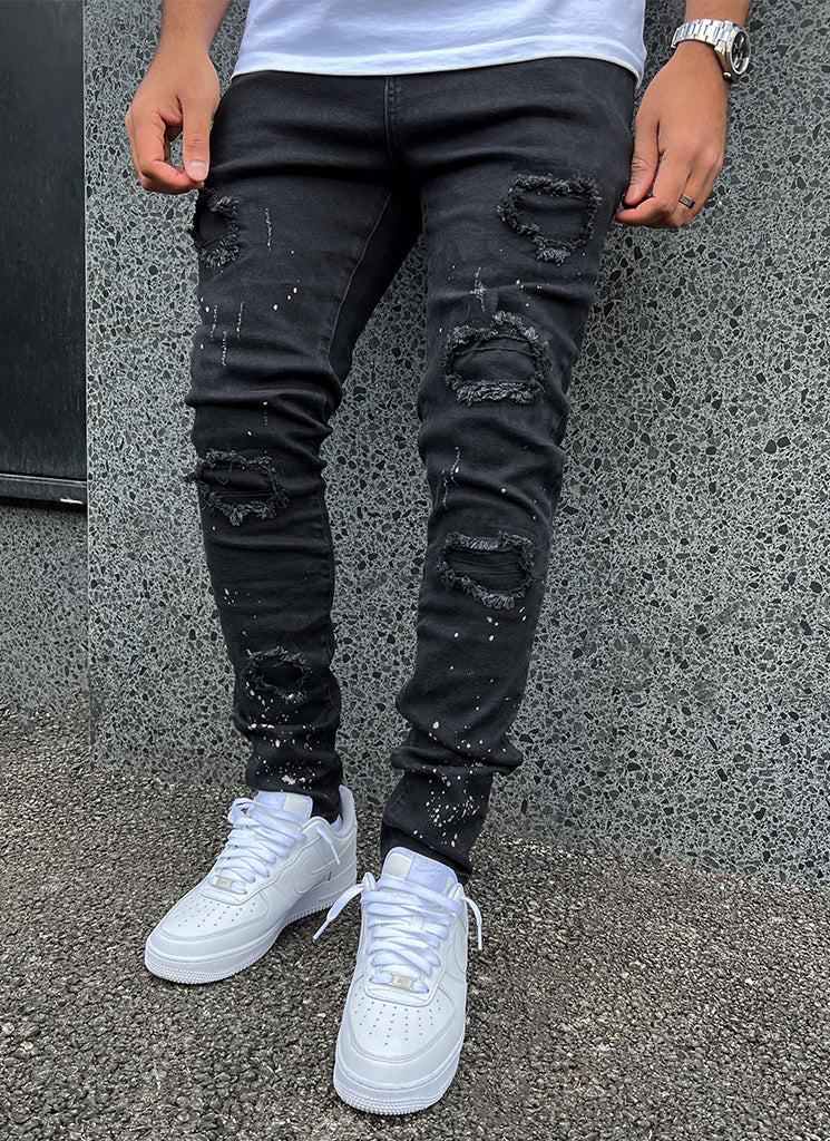 Triple Patchwork Jeans - Black - Image 5