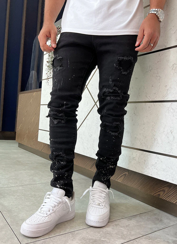 Triple Patchwork Jeans - Black - Image 6