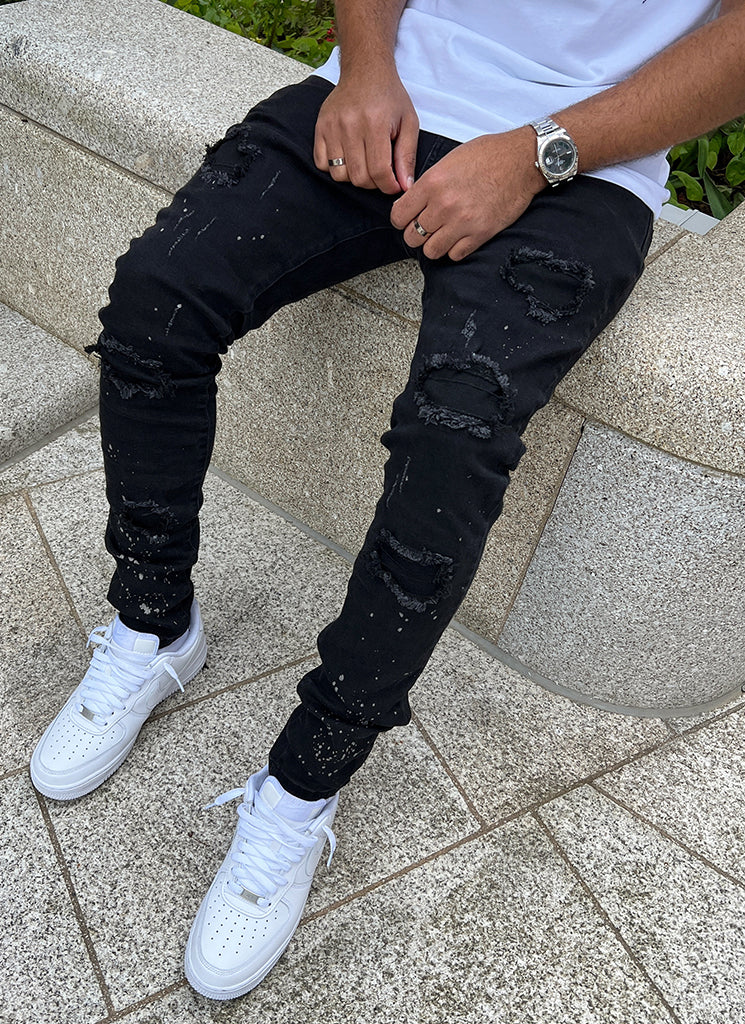 Triple Patchwork Jeans - Black - Image 7