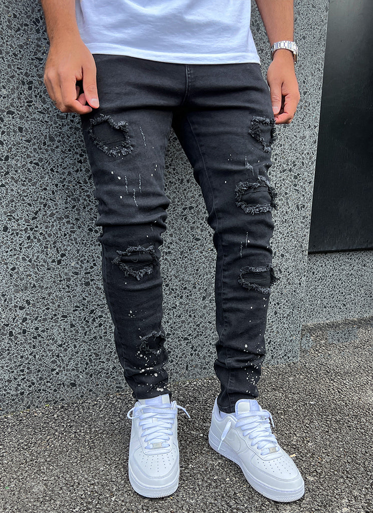 Triple Patchwork Jeans - Black - Image 9