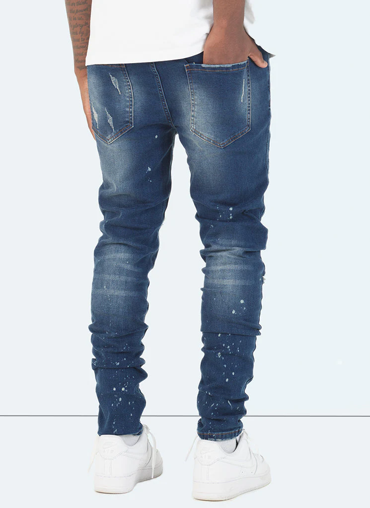 Triple Patchwork Jeans - Dark Blue - Image 4