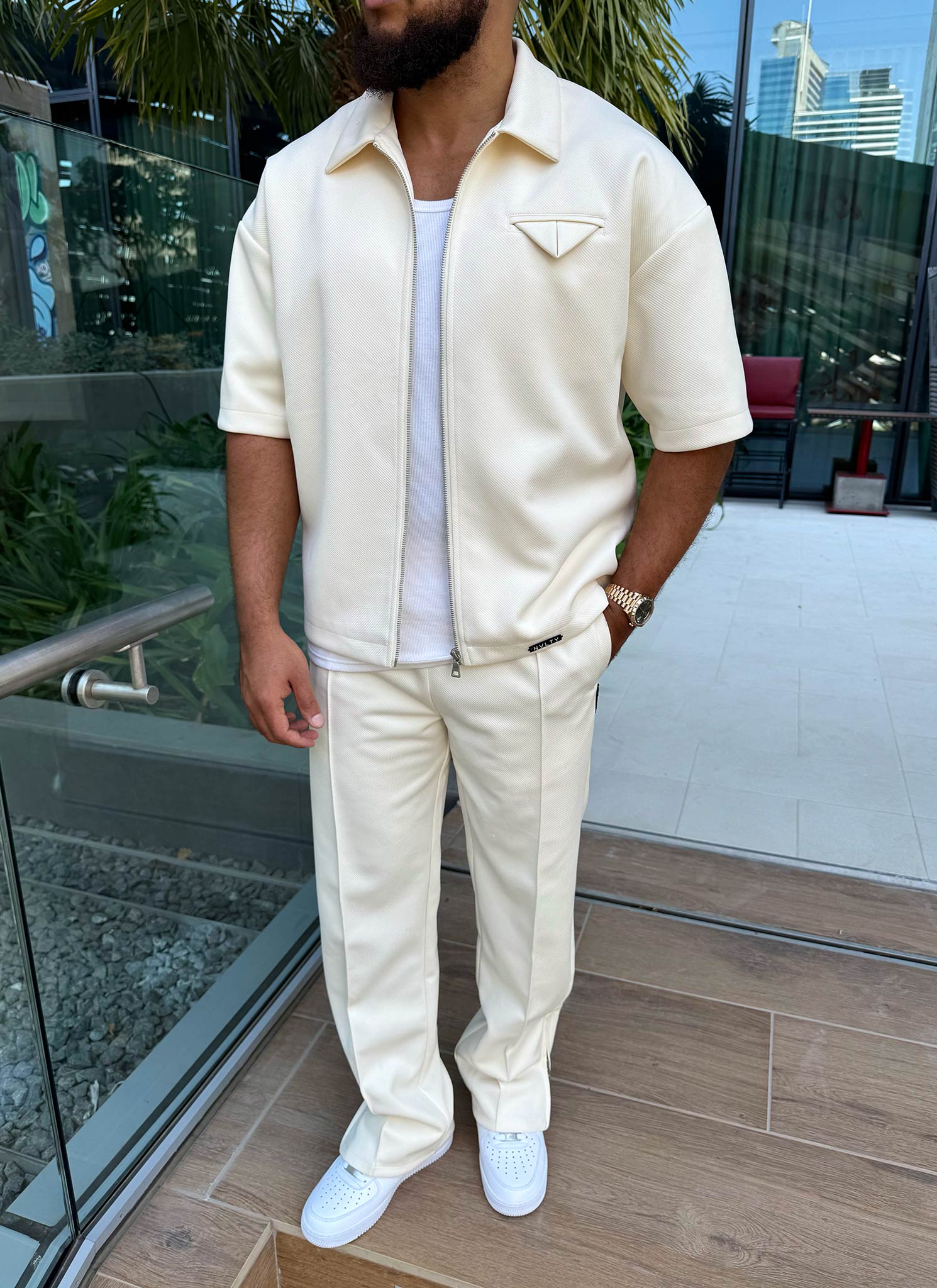 Twill Pleat Pants - Ivory - Image 10