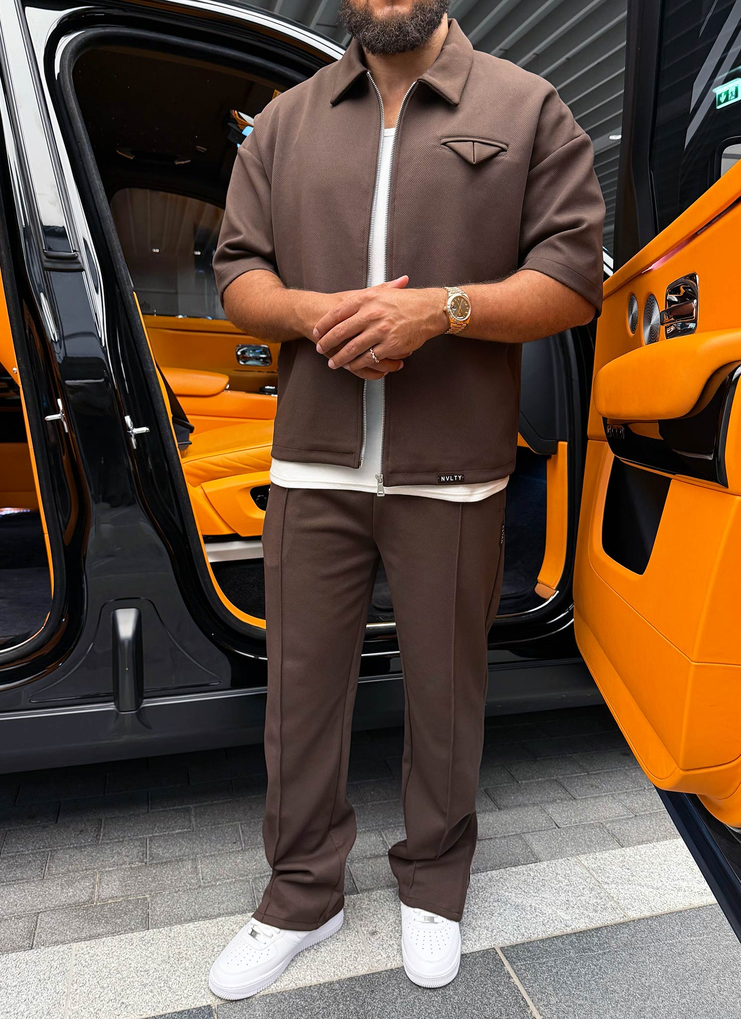 Twill Pocket Square Shirt - Brown - Image 12