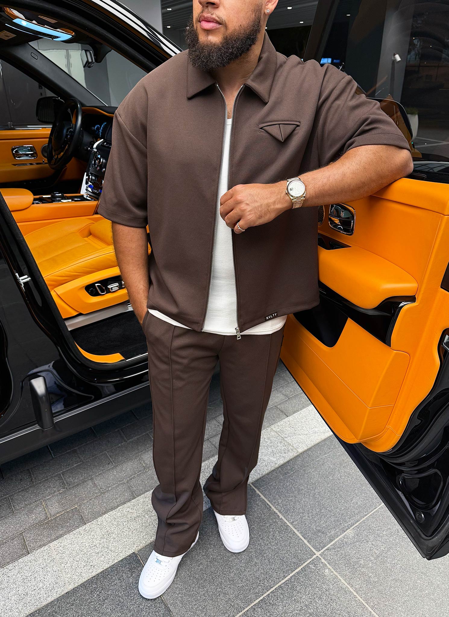 Twill Pocket Square Shirt - Brown - Image 3