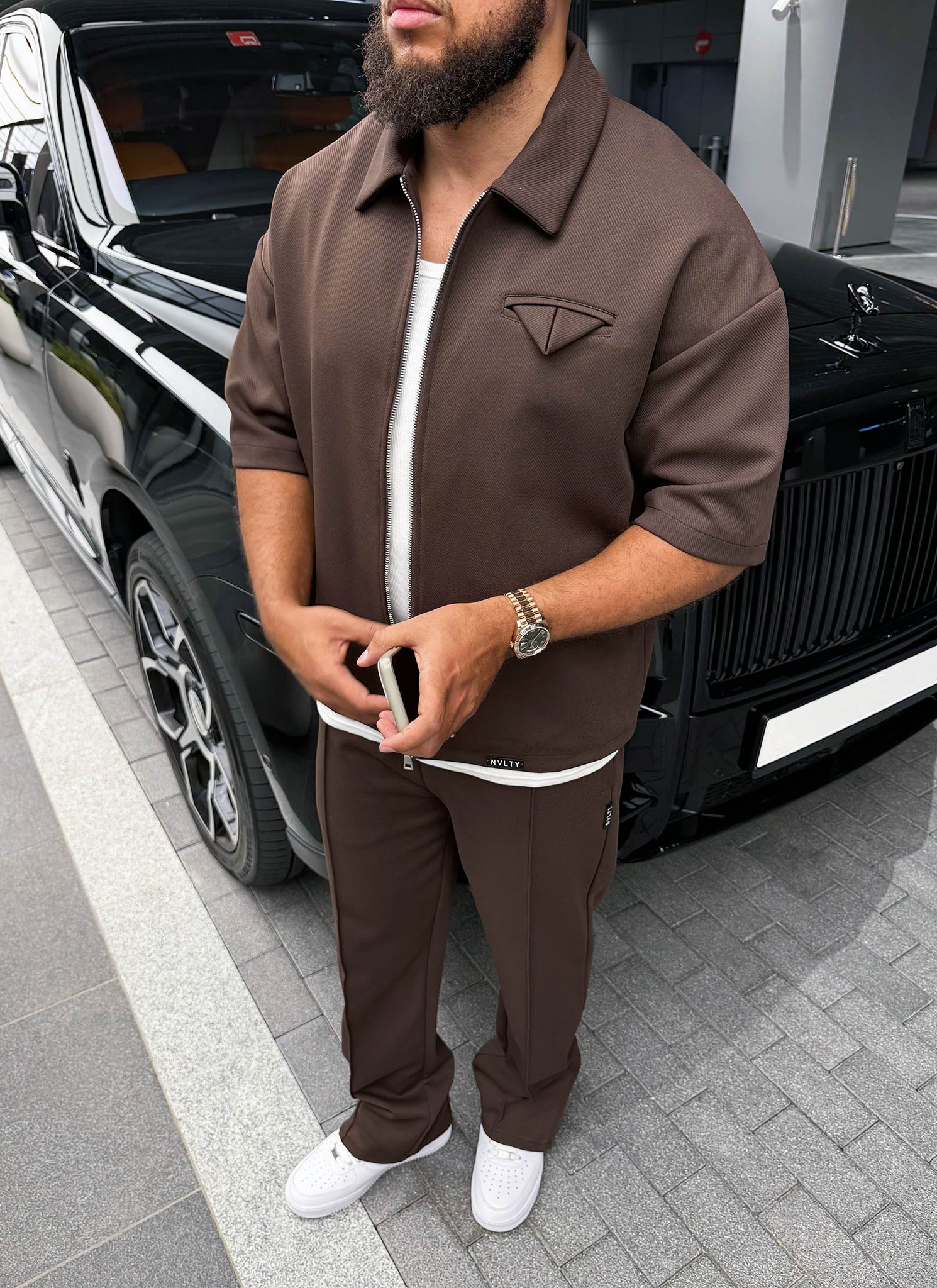 Twill Pocket Square Shirt - Brown - Image 8