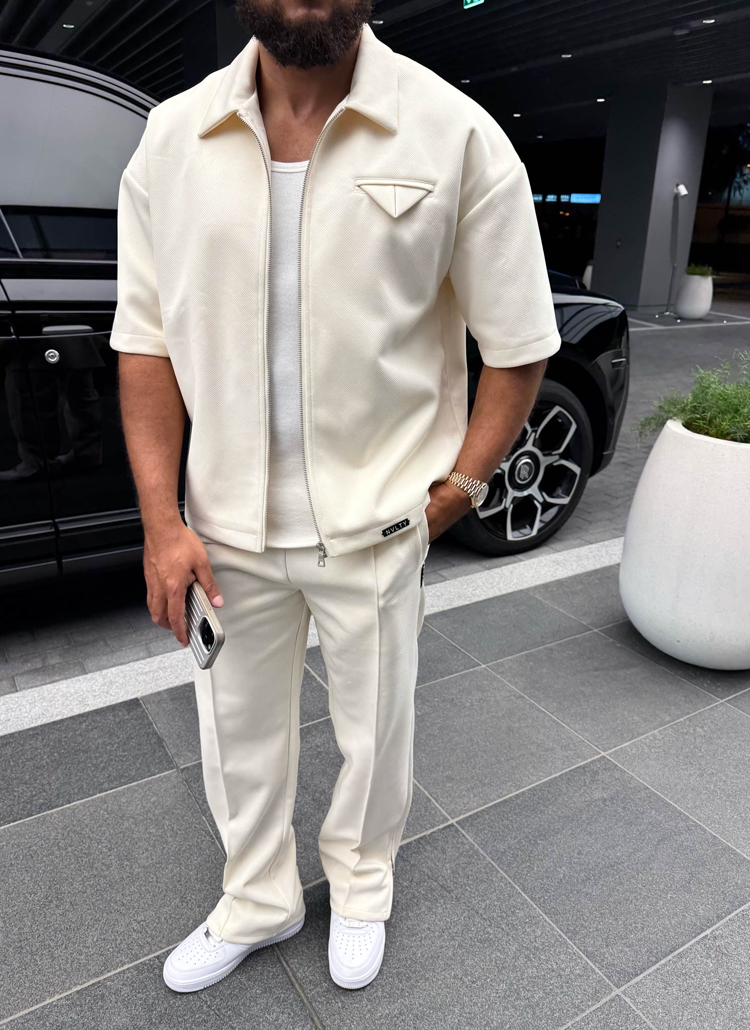 Twill Pocket Square Shirt - Ivory - Image 14