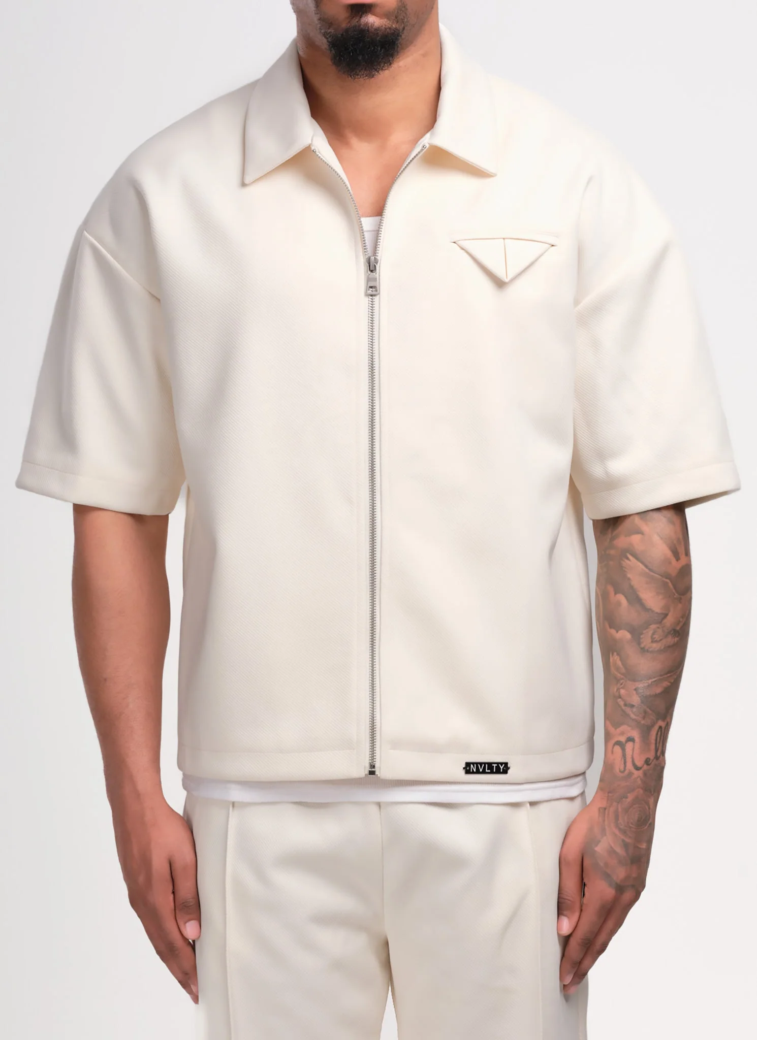 Twill Pocket Square Shirt - Ivory - Image 4