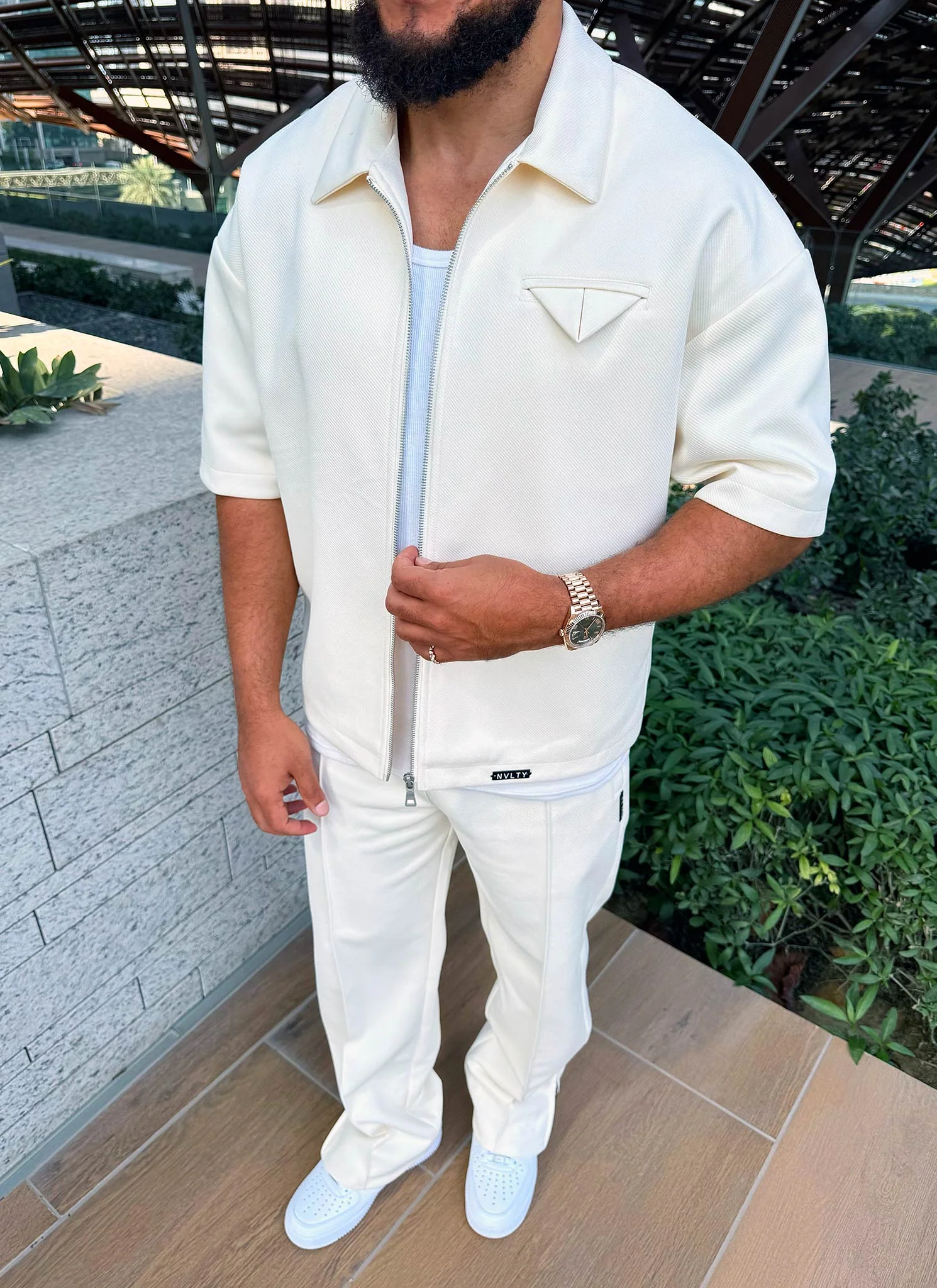 Twill Pocket Square Shirt - Ivory - Image 6