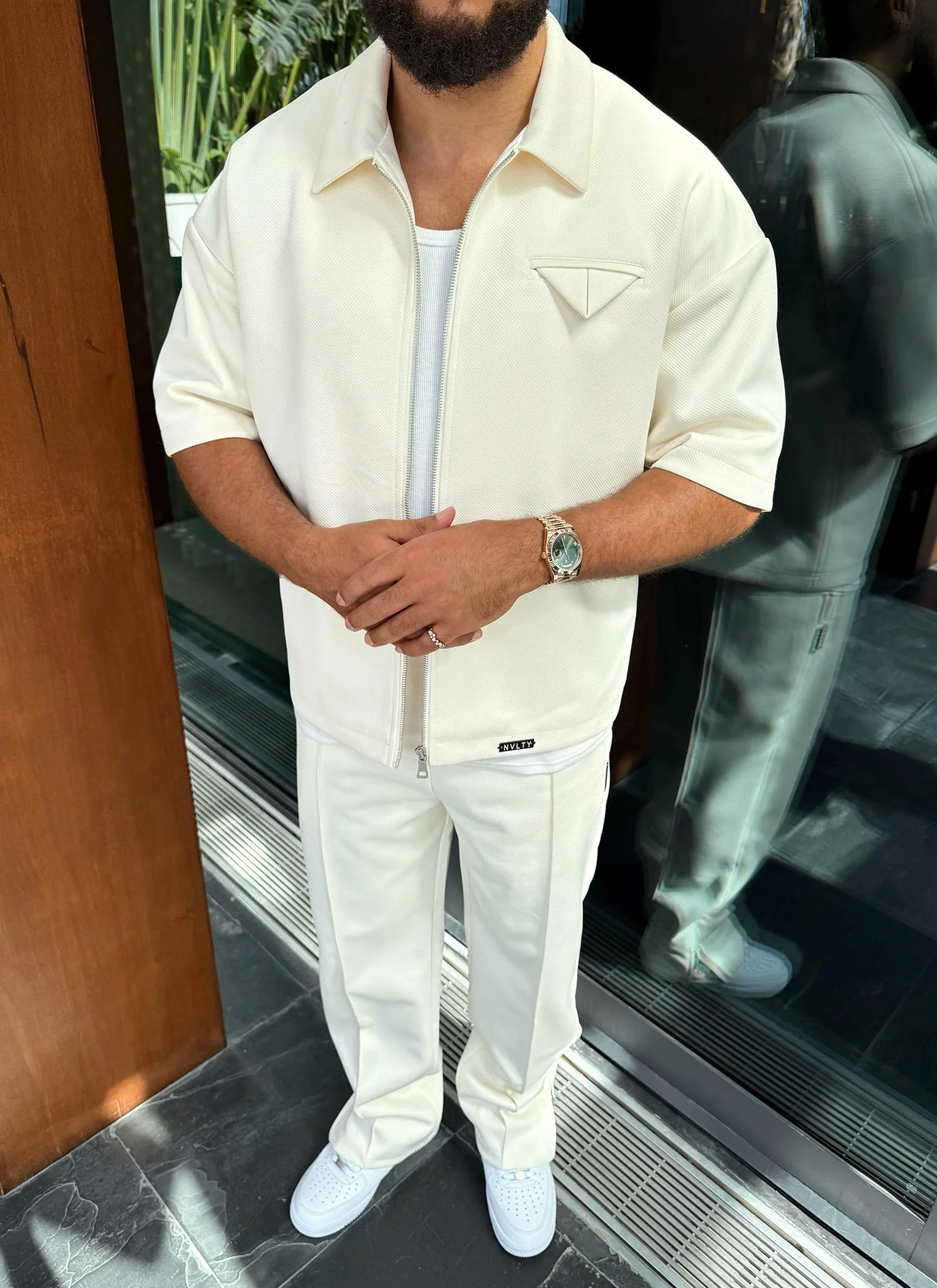 Twill Pocket Square Shirt - Ivory - Image 7