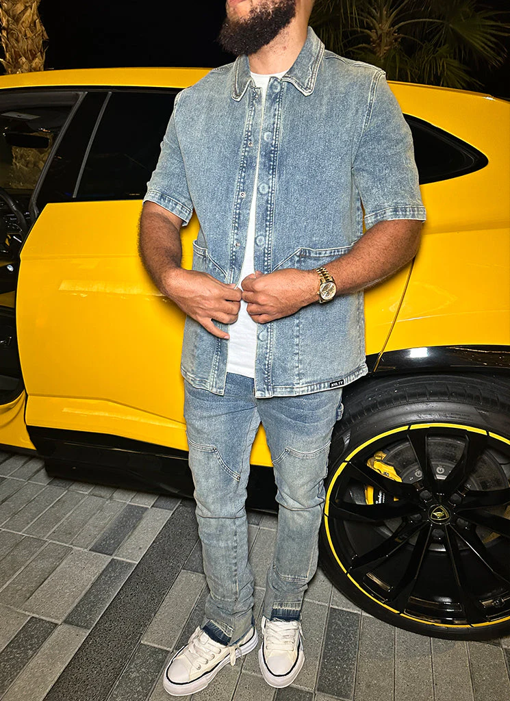 Vintage Carpenter Denim Shirt - Blue - Image 12