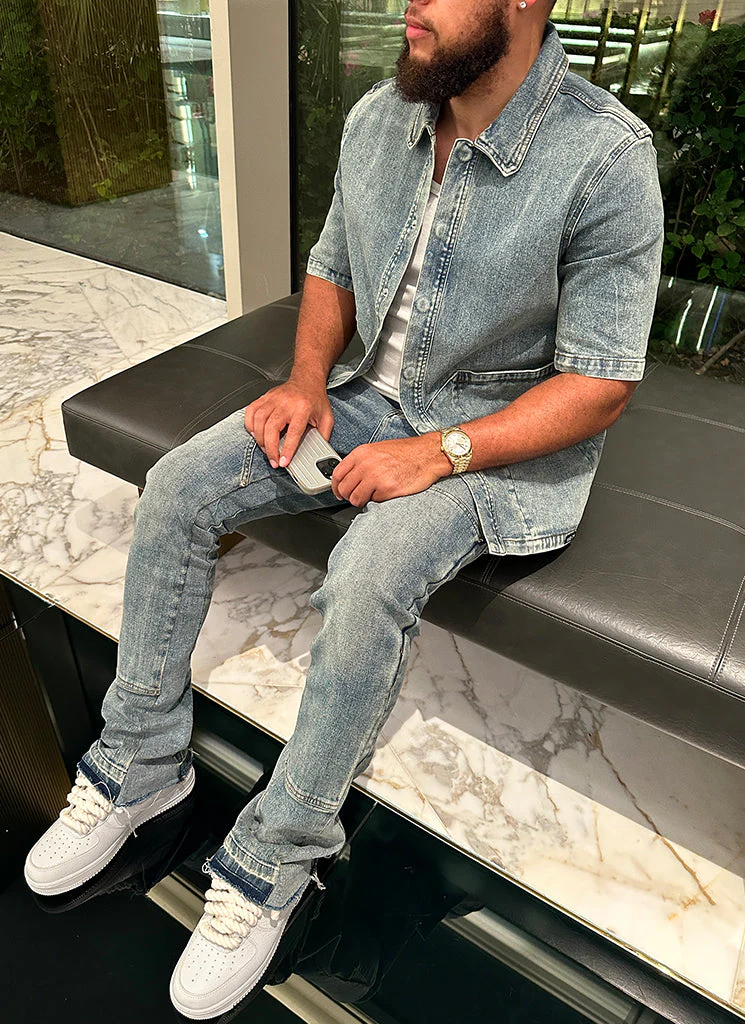 Vintage Carpenter Denim Shirt - Blue - Image 13