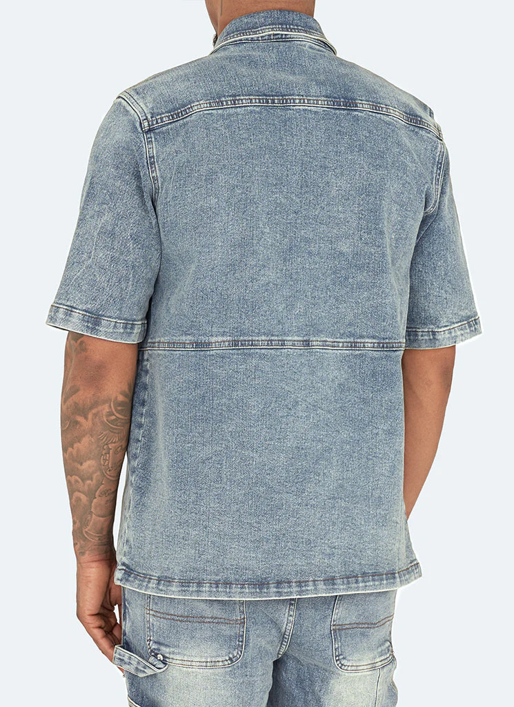 Vintage Carpenter Denim Shirt - Blue - Image 4