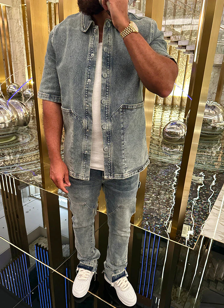 Vintage Carpenter Denim Shirt - Blue - Image 5