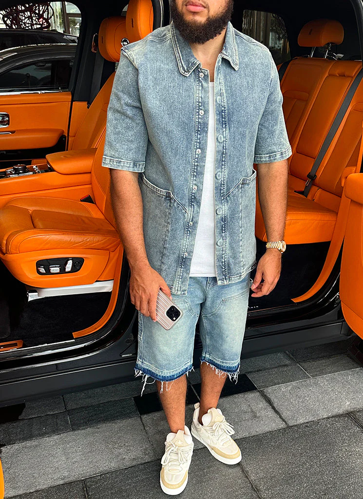 Vintage Carpenter Denim Shirt - Blue - Image 7