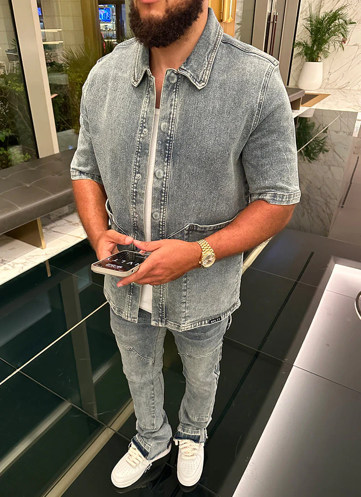 Vintage Carpenter Denim Shirt - Blue - Image 8