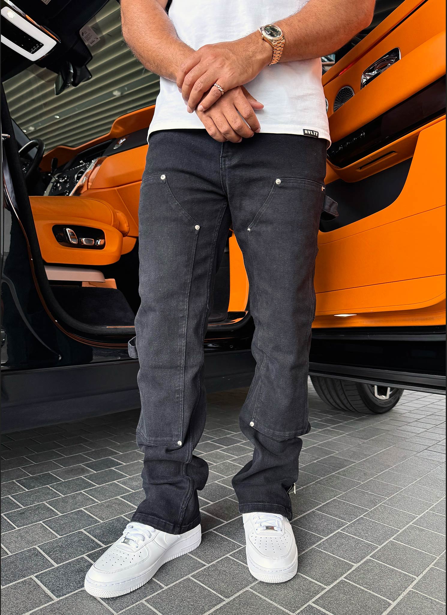 Vintage Carpenter Rivet Jeans - Black - Image 3