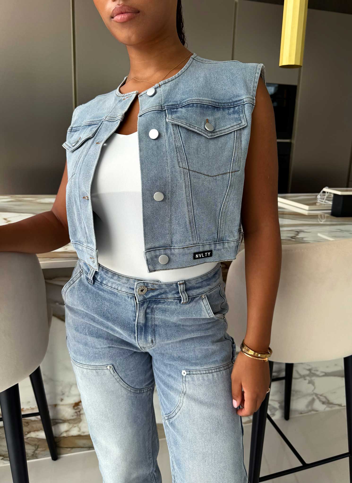 Vintage Denim Vest - Blue - Image 8