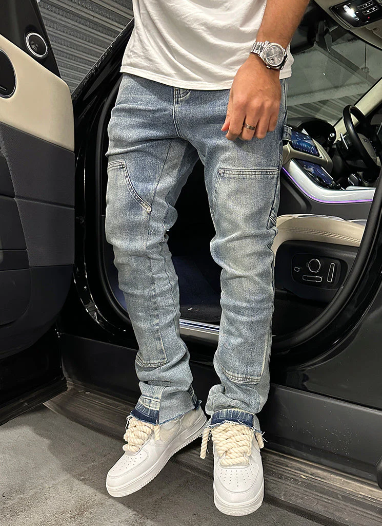 Vintage Flare Carpenter Jeans - Blue - Image 3