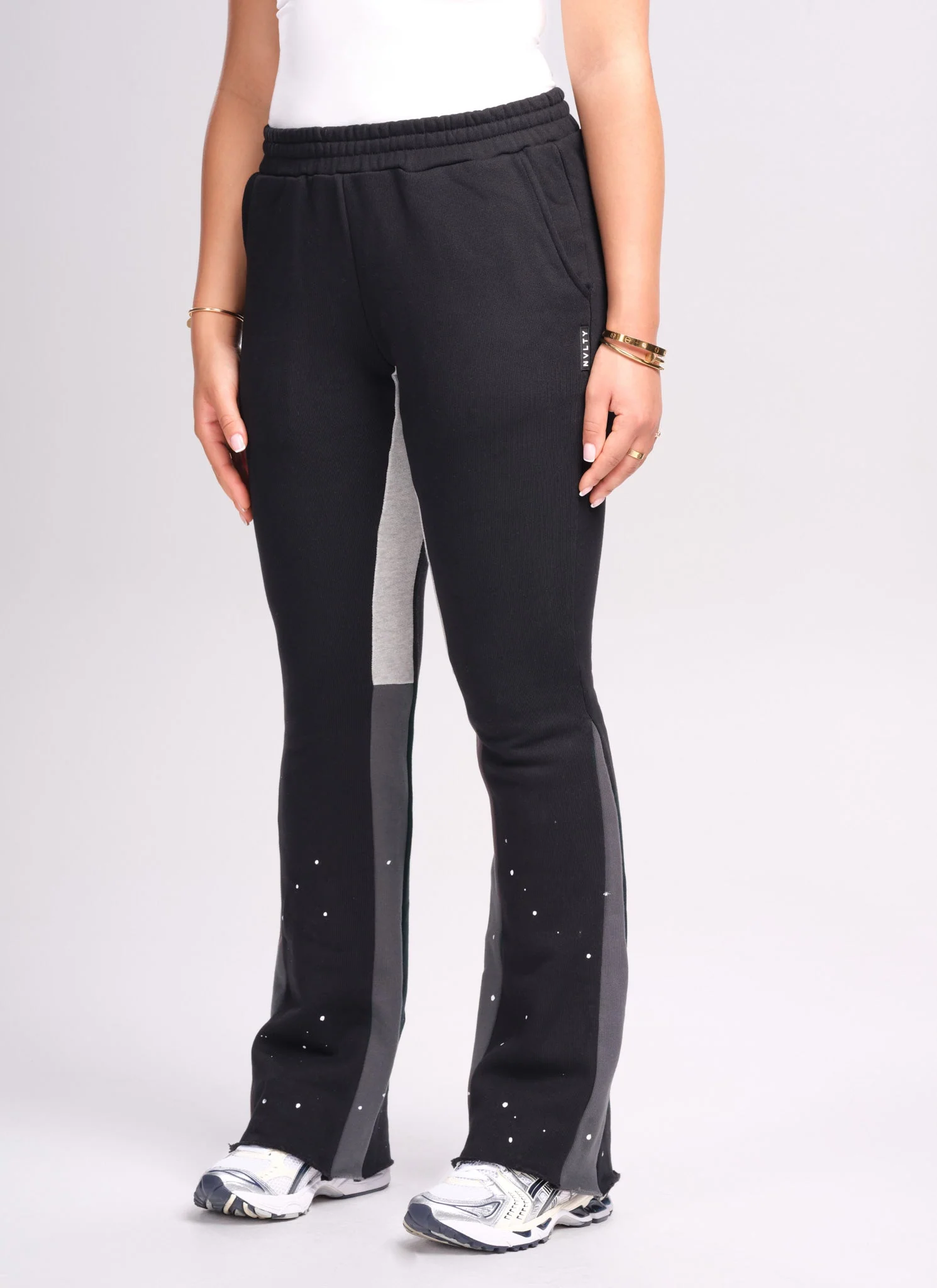 Vintage Flare Paint Joggers - Black - Image 3