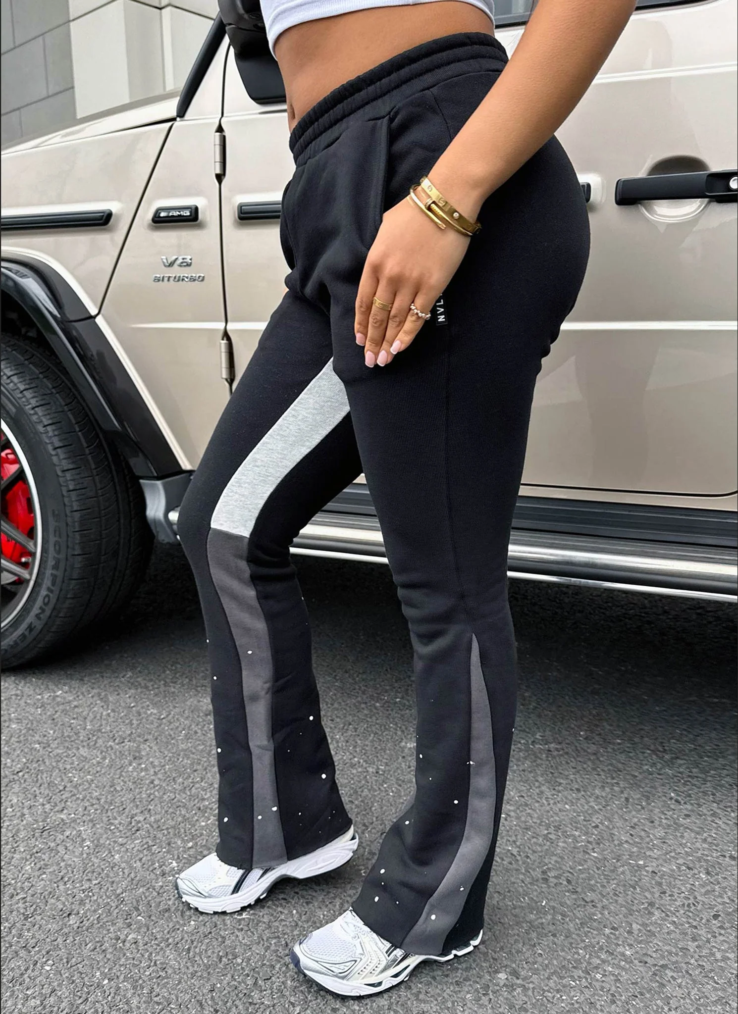 Vintage Flare Paint Joggers - Black - Image 7