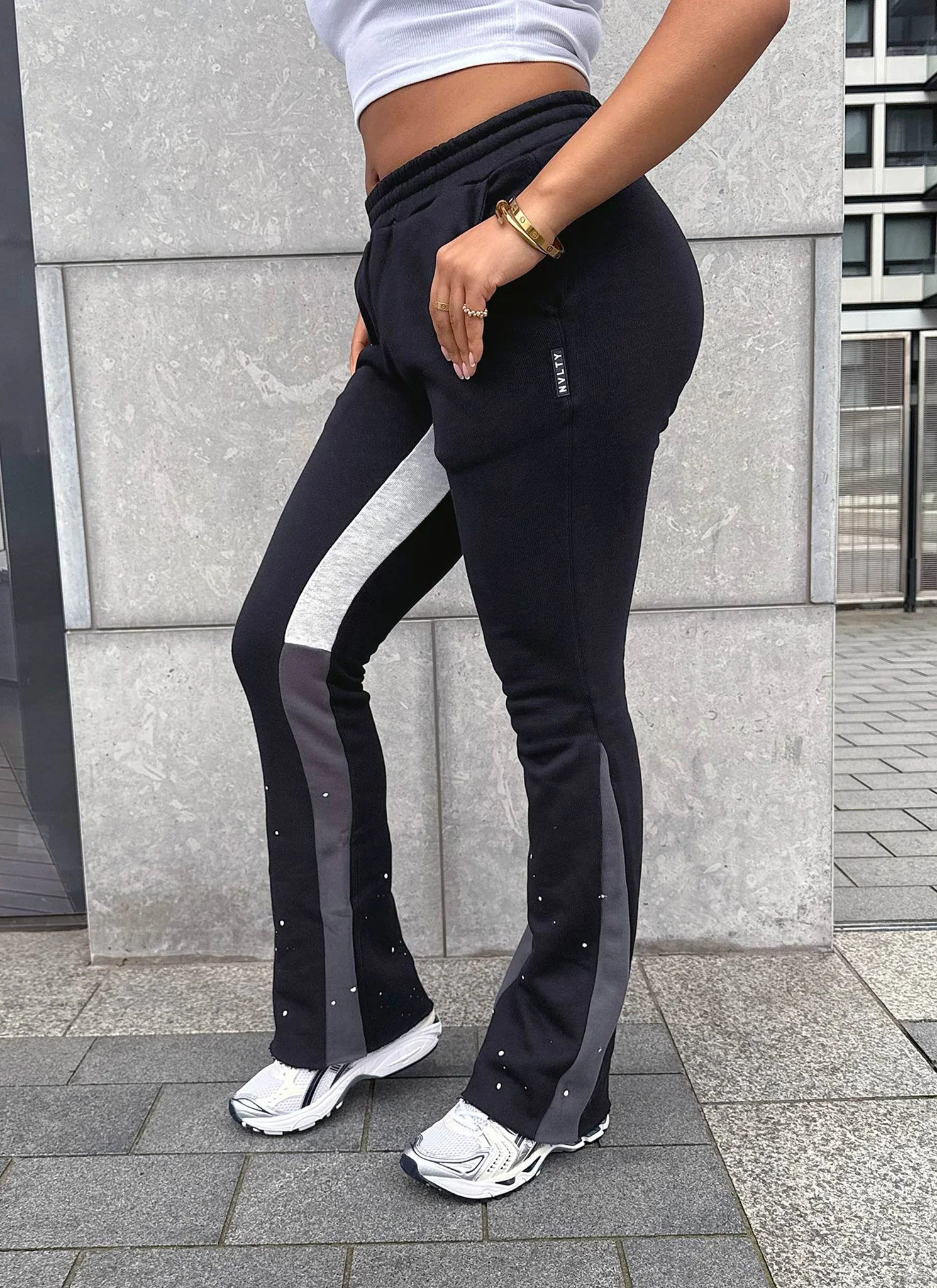 Vintage Flare Paint Joggers - Black - Image 9