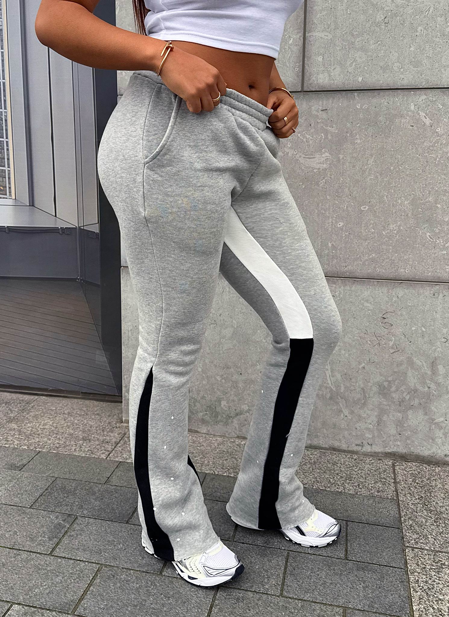Vintage Flare Paint Joggers - Grey - Image 10
