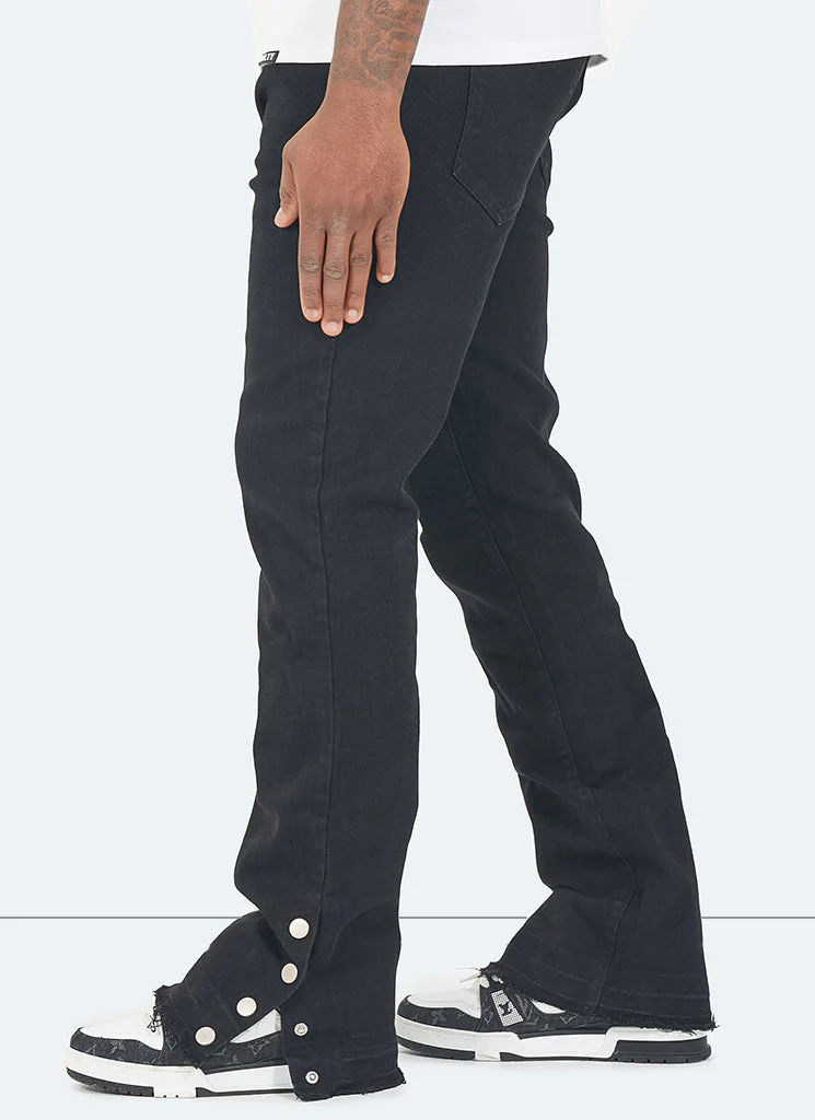 Vintage Flare Snapper Jeans - Black - Image 4