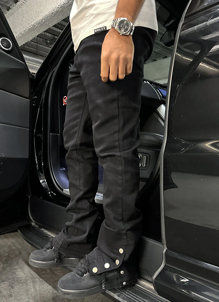 Vintage Flare Snapper Jeans - Black - Image 5