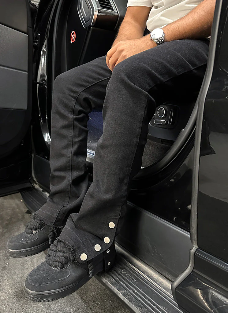 Vintage Flare Snapper Jeans - Black - Image 6