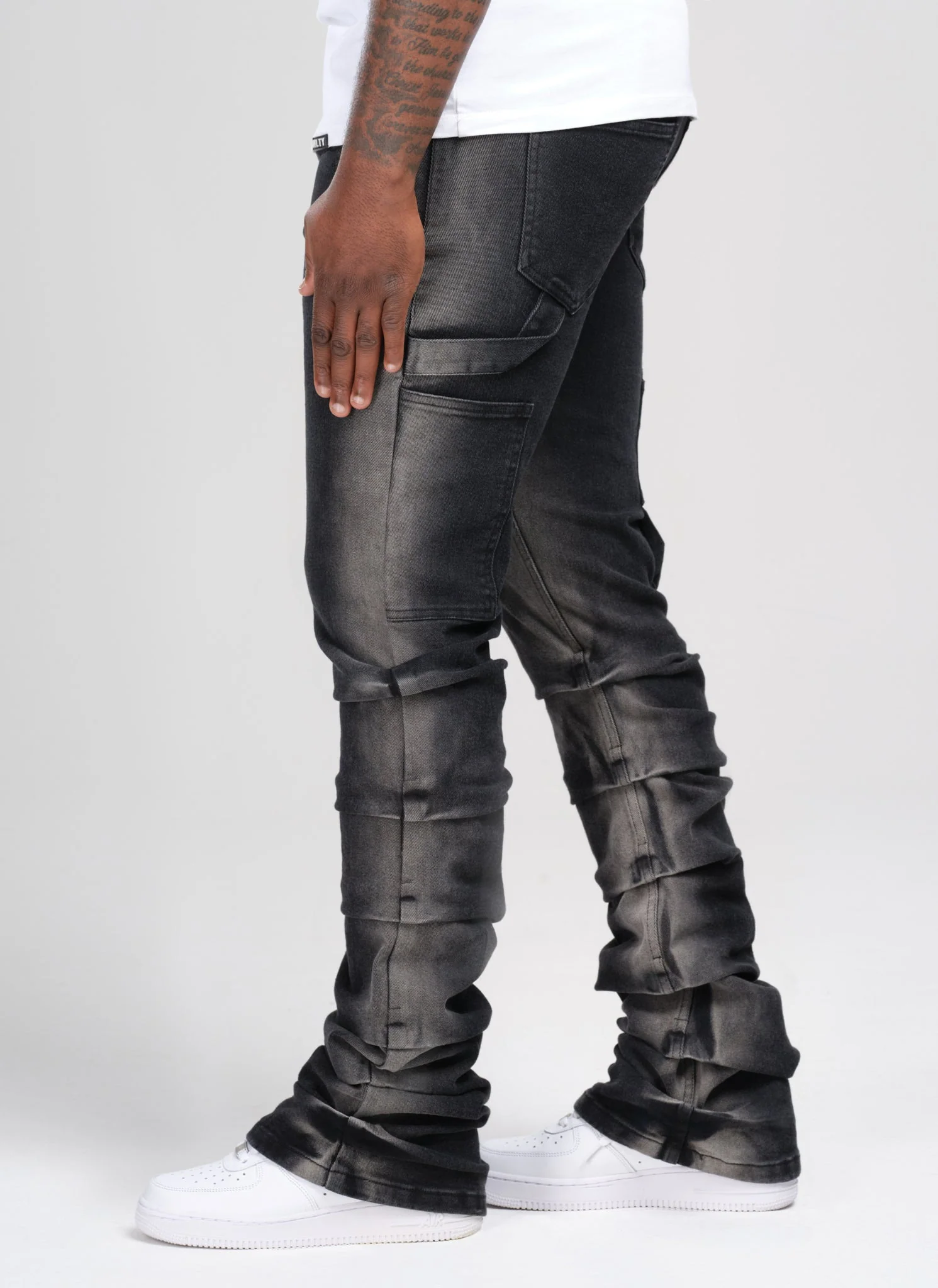 Vintage Flare Tacked Jeans - Black - Image 4