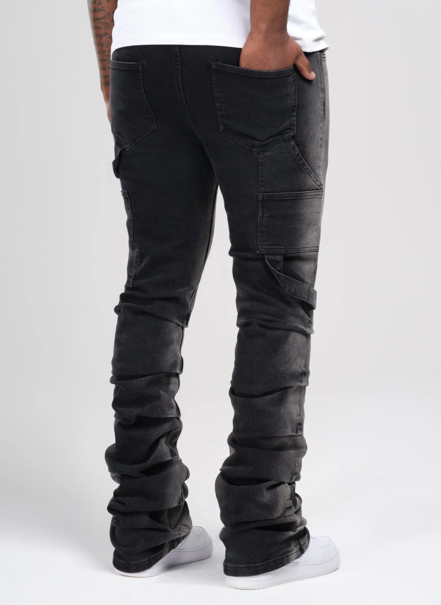 Vintage Flare Tacked Jeans - Black - Image 6