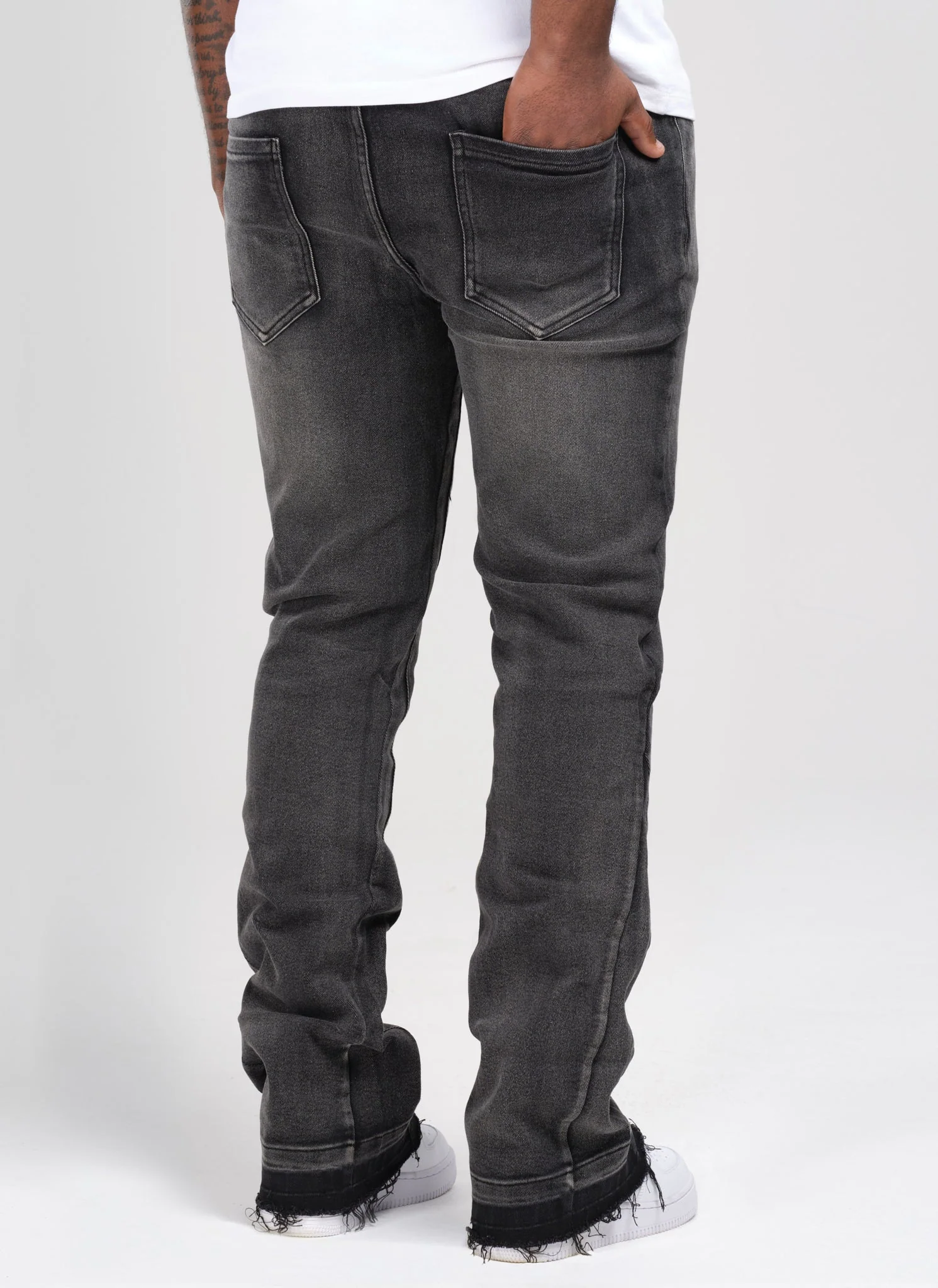 Vintage Flare Washed Jeans - Black - Image 4