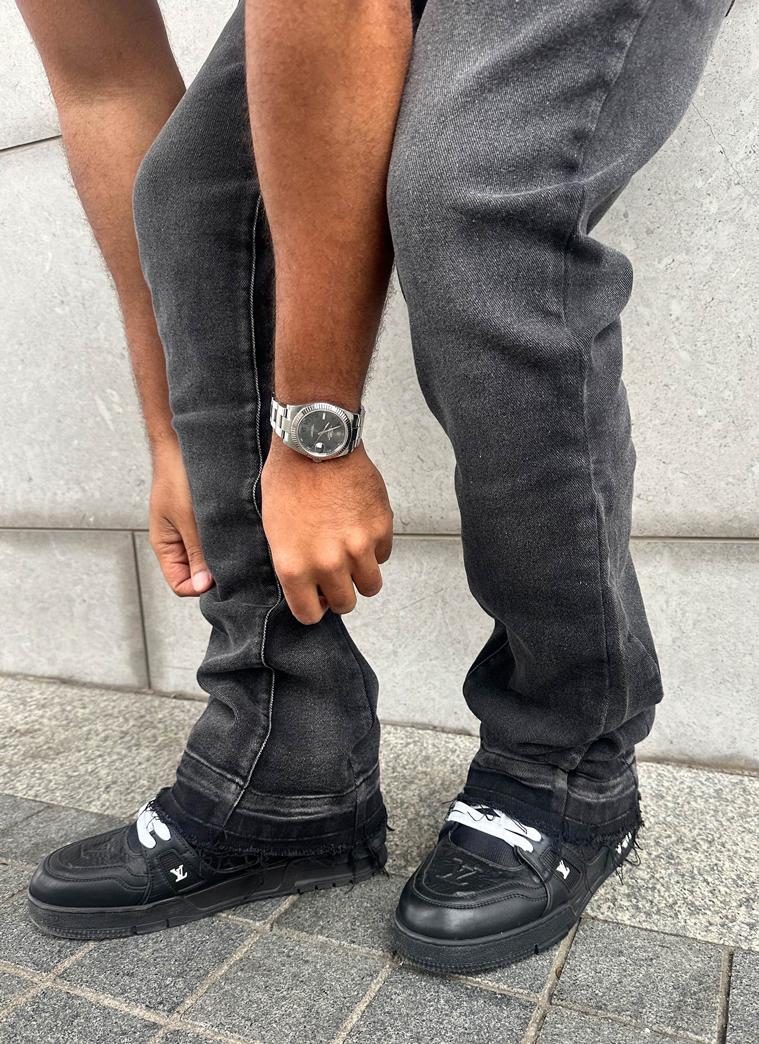 Vintage Flare Washed Jeans - Black - Image 7