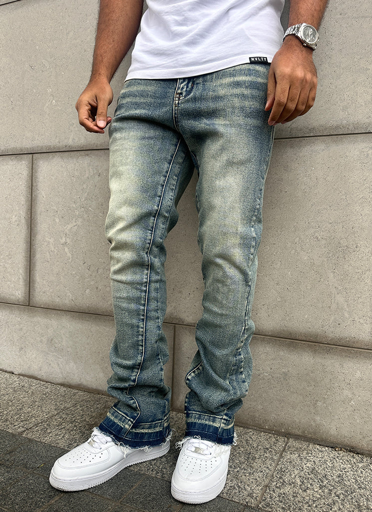 Vintage Flare Washed Jeans - Blue - Image 11