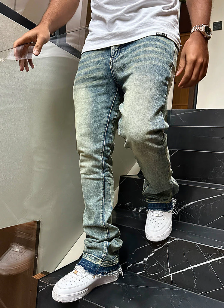 Vintage Flare Washed Jeans - Blue - Image 13