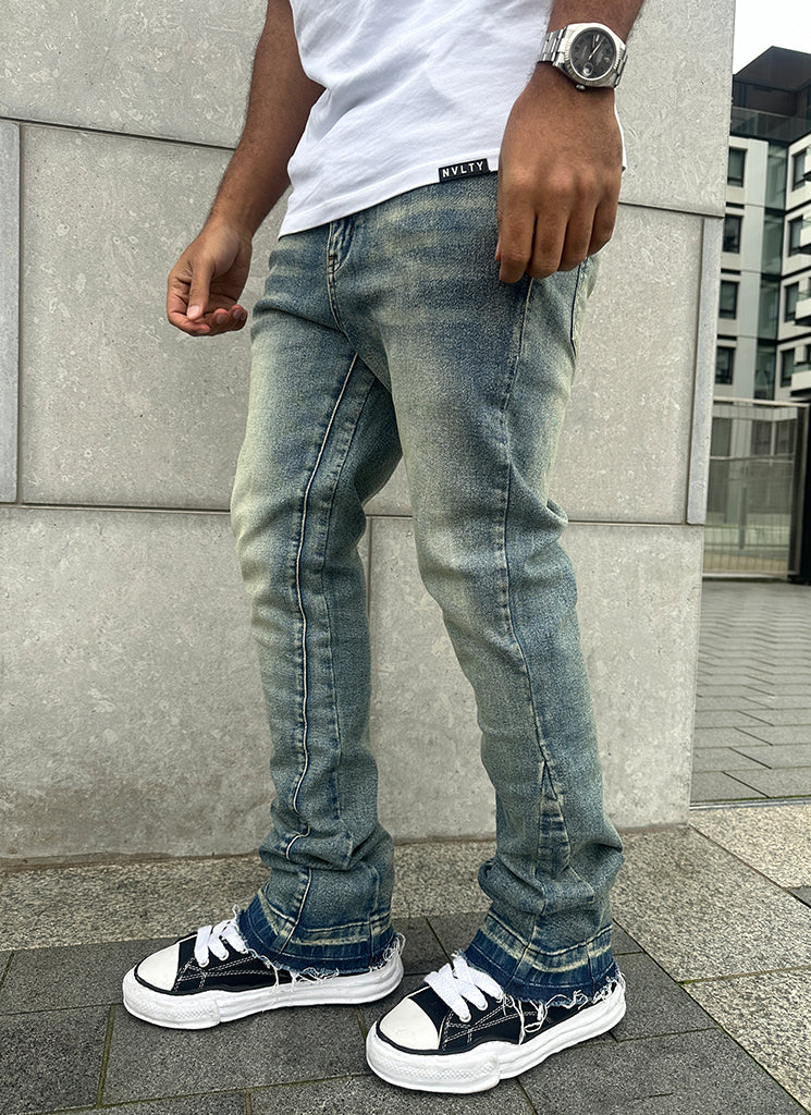 Vintage Flare Washed Jeans - Blue - Image 17