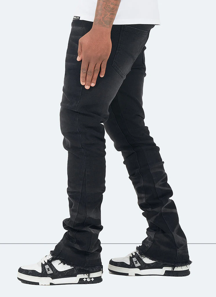 Vintage Flare Wave Jeans - Black - Image 4