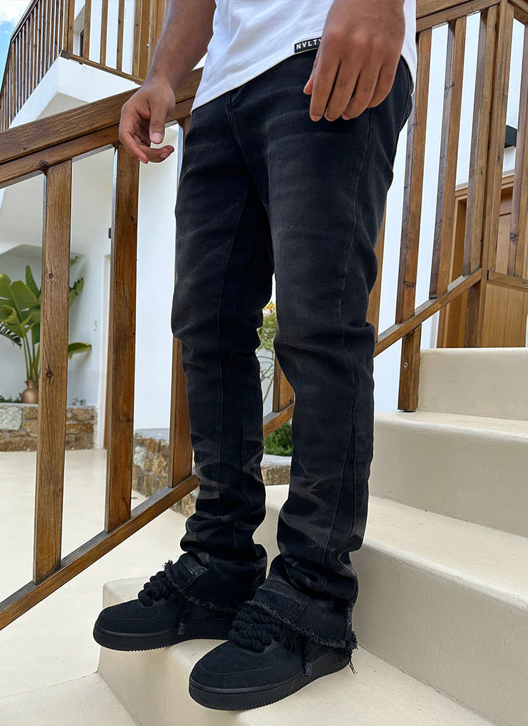 Vintage Flare Wave Jeans - Black - Image 8